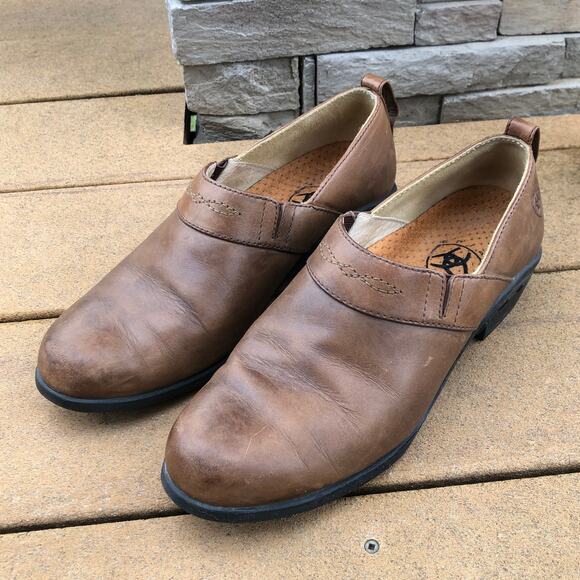 Ariat Slip On Sandal Western Paddock Leather size 7 B - Picture 2 of 11